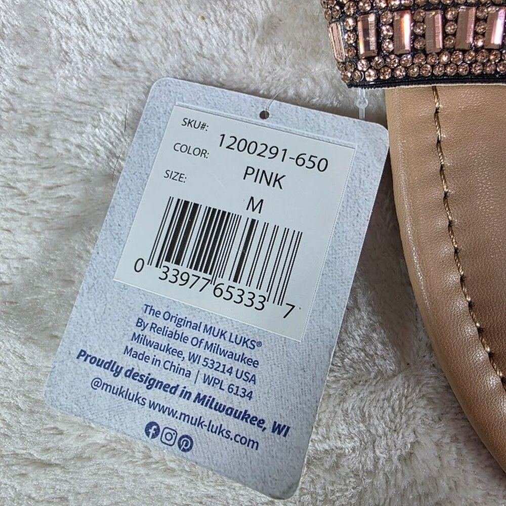 Muk Luks Luk*ees Pink Rose Gold Beaded Thong Sandal M 7/8 Beach Cruise Vacay NWT - Picture 4 of 6